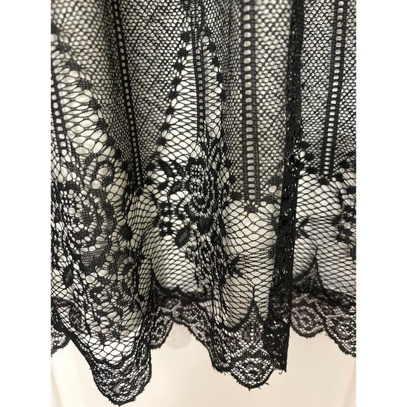 Lane Bryant Black Mesh Overlay Flutter Sleeve Lace Whimsigoth Fairy Top 14/16 - Picture 7 of 11